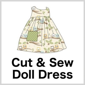 Cut & Sew Dress (Little Owl Forest - light) on FAT QUARTER for Forever Virginia Dolls and other 1/8, 1/6 and 1/5 scale child dolls // little small scale tiny mini micro doll
