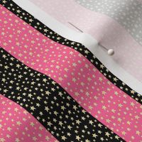 Stripes and Stars Pink and Black 1 inch