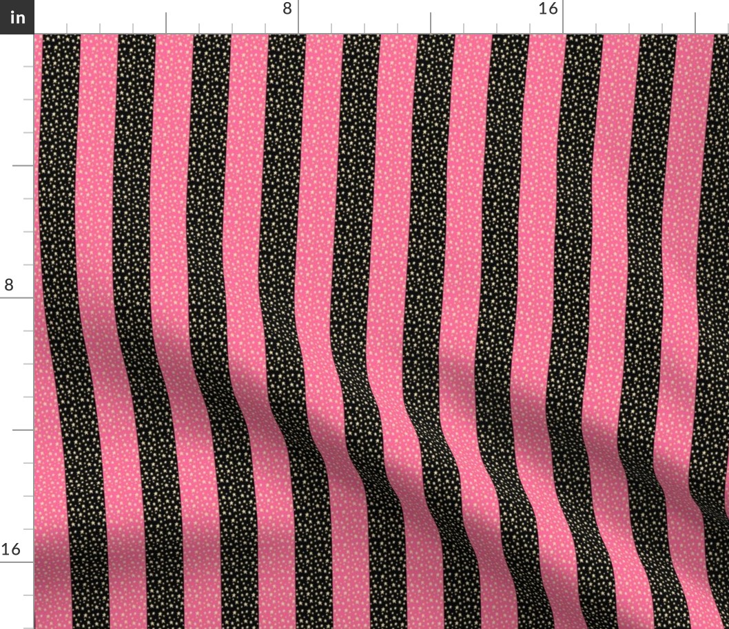 Stripes and Stars Pink and Black 1 inch