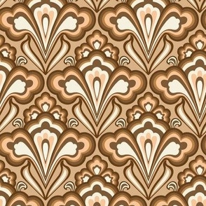 Medium Scale // Classic Decorative Swirls in Warm Browns - Burnt Umber, Sand and Ivory White