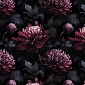 Dark purple flower dahlia dramatic dark moody vintage Opulent Floral dark black background