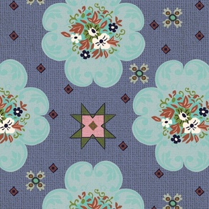 Lino Vintage Floral blue