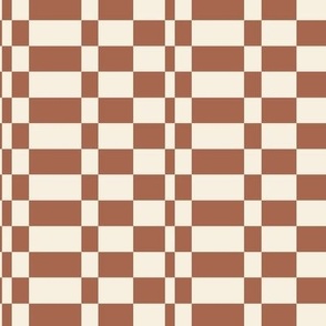 Irregular Checker - In terra cotta and cream (large)