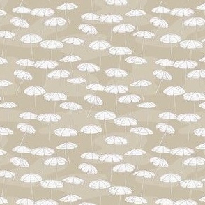 Umbrellas in Crowded Beach - Neutral / White / Beige / Brown