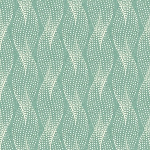 Cozy organic neutral wallpaper - aqua green and cream white - medium scale