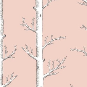 Birch Forest on Blush Peachy Pink // large