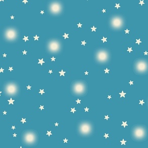 Large-Christmas Cream STARS on Dusty Blue