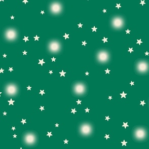 Large-Christmas Cream STARS on Green