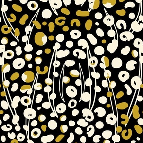 Animal Print Abstract -  Cream And Gold On Black.