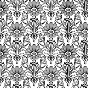 Black and White Art Nouveau Floral small scale
