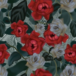 roses on psychedelics swirl background 