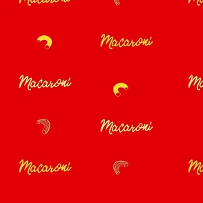 Elbow macaroni noodles - Red | Large Version | Mac and cheese inspired print