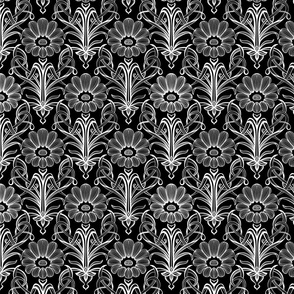 Black and White Floral Art Nouveau, small scale