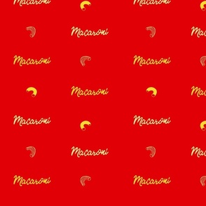 Elbow macaroni noodles - Red | Medium Version | Mac and cheese inspired print