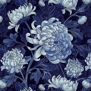 Blue and White Chrysanthemums