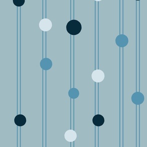 Warm Geo Minimal - Dots and Texture Lines - Blue Monochrome Bay Blue