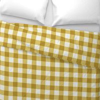Curry Yellow Gingham Check Large Pattern - Classic Country Chic Fresh and Modern  Textile Design for Home Decor and Apparel