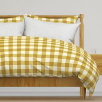 Curry Yellow Gingham Check Large Pattern - Classic Country Chic Fresh and Modern  Textile Design for Home Decor and Apparel