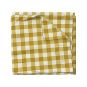 Curry Yellow Gingham Check Large Pattern - Classic Country Chic Fresh and Modern  Textile Design for Home Decor and Apparel