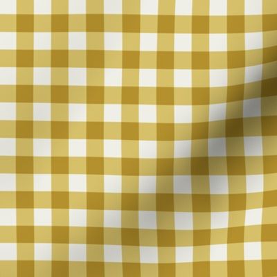 Curry Yellow Gingham Check Small Pattern - Classic Country Chic Tablecloth Textile Design for Home Decor and Apparel