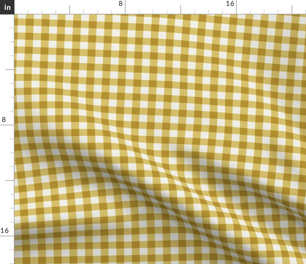 Curry Yellow Gingham Check Small Pattern - Classic Country Chic Tablecloth Textile Design for Home Decor and Apparel