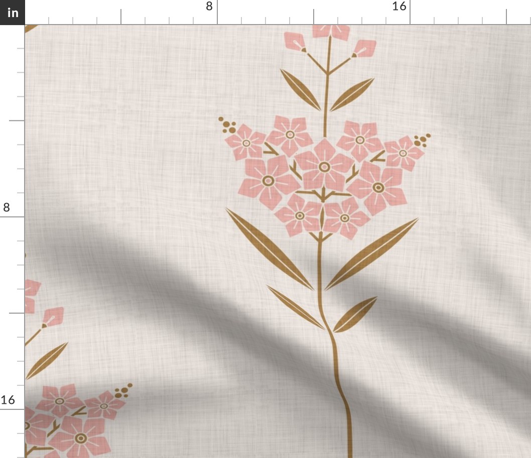L // Bright Pastel Minimalist Floral on Linen Texture backdrop
