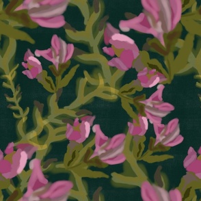 Floral pink and green textured background 