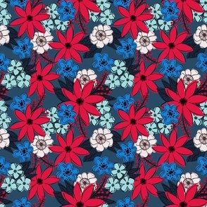 Glory Floral  small navy background