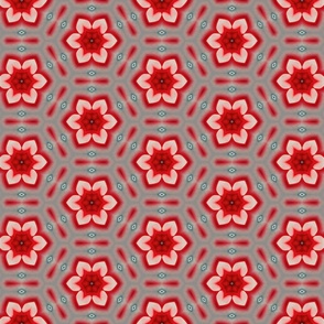 Red Peach Taupe and Teal Flower Pattern