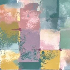 Abstract pastel squares in a gentle gradient, softly blended, forming a harmonious repeating pattern.