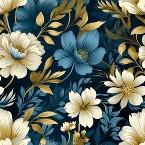 Cream and Blue Florals