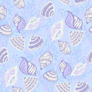 Boho Beach Rustic Shells Blue Purple by Jac Slade