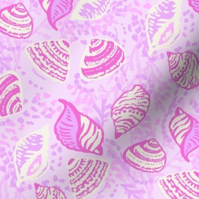 Boho Beach Rustic Shells Candy Pink by Jac Slade