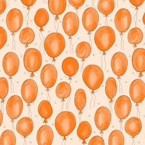 552- Orange birthday party balloons in watercolour 