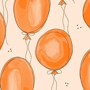 552- Jumbo scale orange balloons in watercolour for birthday party table linens and costumes