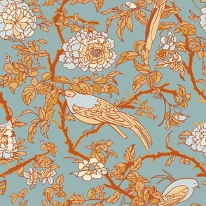 Chinoiserie Dreamscape – Cadet Grey background