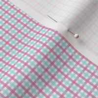 554 - mini micro small scale turquoise and pink Birthday vibes classic modern check for kids apparel_ home decor_ bed sheets and patchwork and quilting-02