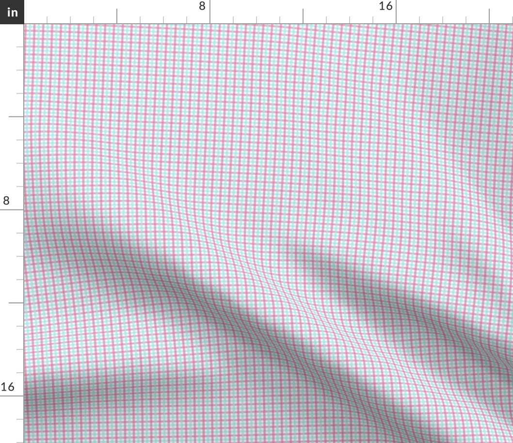 554 - mini micro small scale turquoise and pink Birthday vibes classic modern check for kids apparel_ home decor_ bed sheets and patchwork and quilting-02