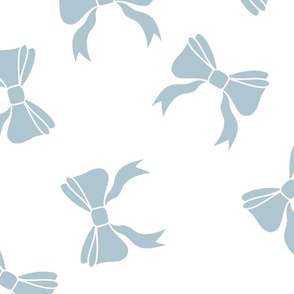 Soft Blue Bows on White - Random Large