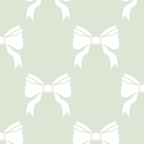 White Bows on Soft Sage - Diamond Large