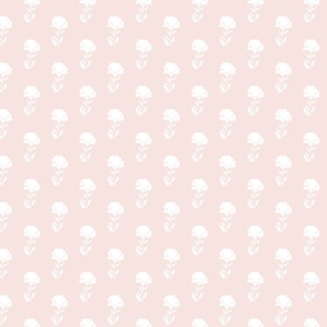Stylized Rose flower_ soft pink and white_monochrome block print_ coordinate_ extra small scale