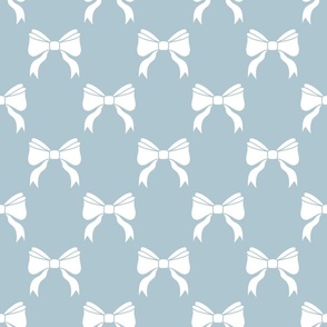 White Bows on Soft Blue - Diamond Medium