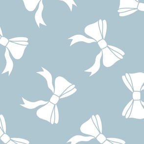 White Bows on Soft Blue - Rotated Diamond Large