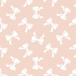 White Bows on Soft Blush - Rotated Diamond Medium