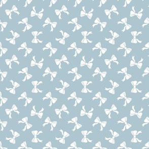White Bows on Soft Blue - Rotated Diamond Small