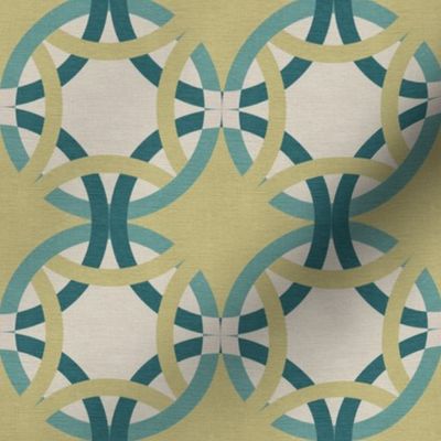 Overlapping circles multiple in mustard and turquoise modern