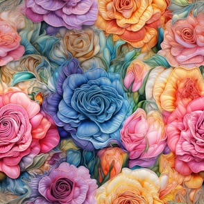 A Colorful Symphony of Beautiful Fabric Style Roses