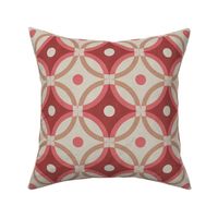 (M) Midcentury modern overlapping circles pink and beige with dots