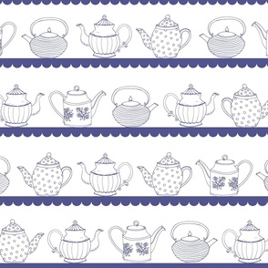Tidy Teapots White and Blue / Jumbo Scale / Best Friends Forever