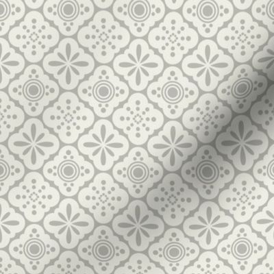 (S)Silver Sand Grey Ornamental Moroccan Tiles, Small Scale